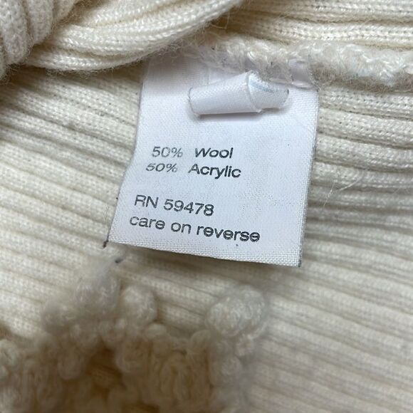 Lo.Ri ribbed and crochet cream wool blend crossover sweater made in Italy large - Picture 3 of 7